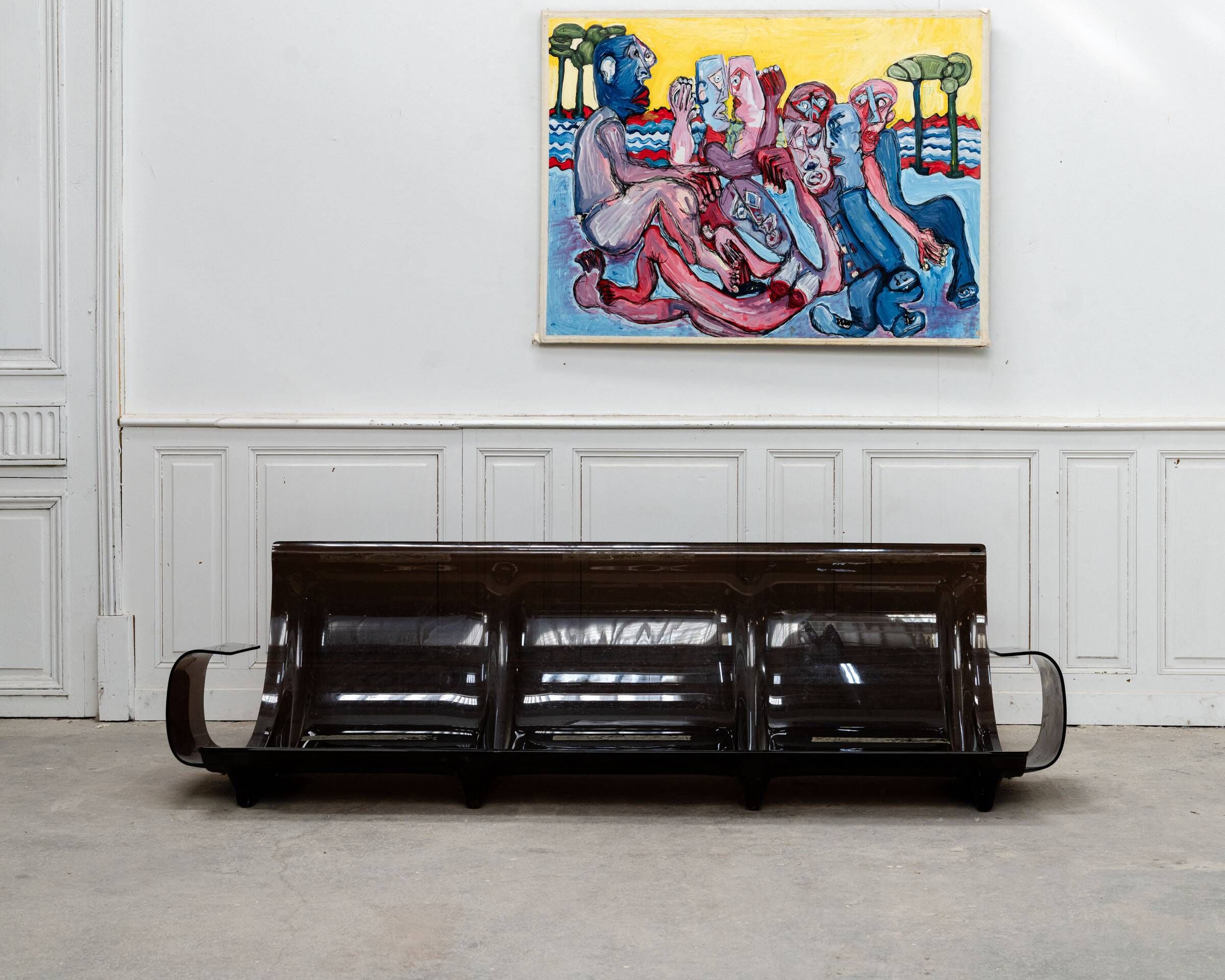Canapé vintage Marsala pour Ligne Roset en cuir marron, 1980