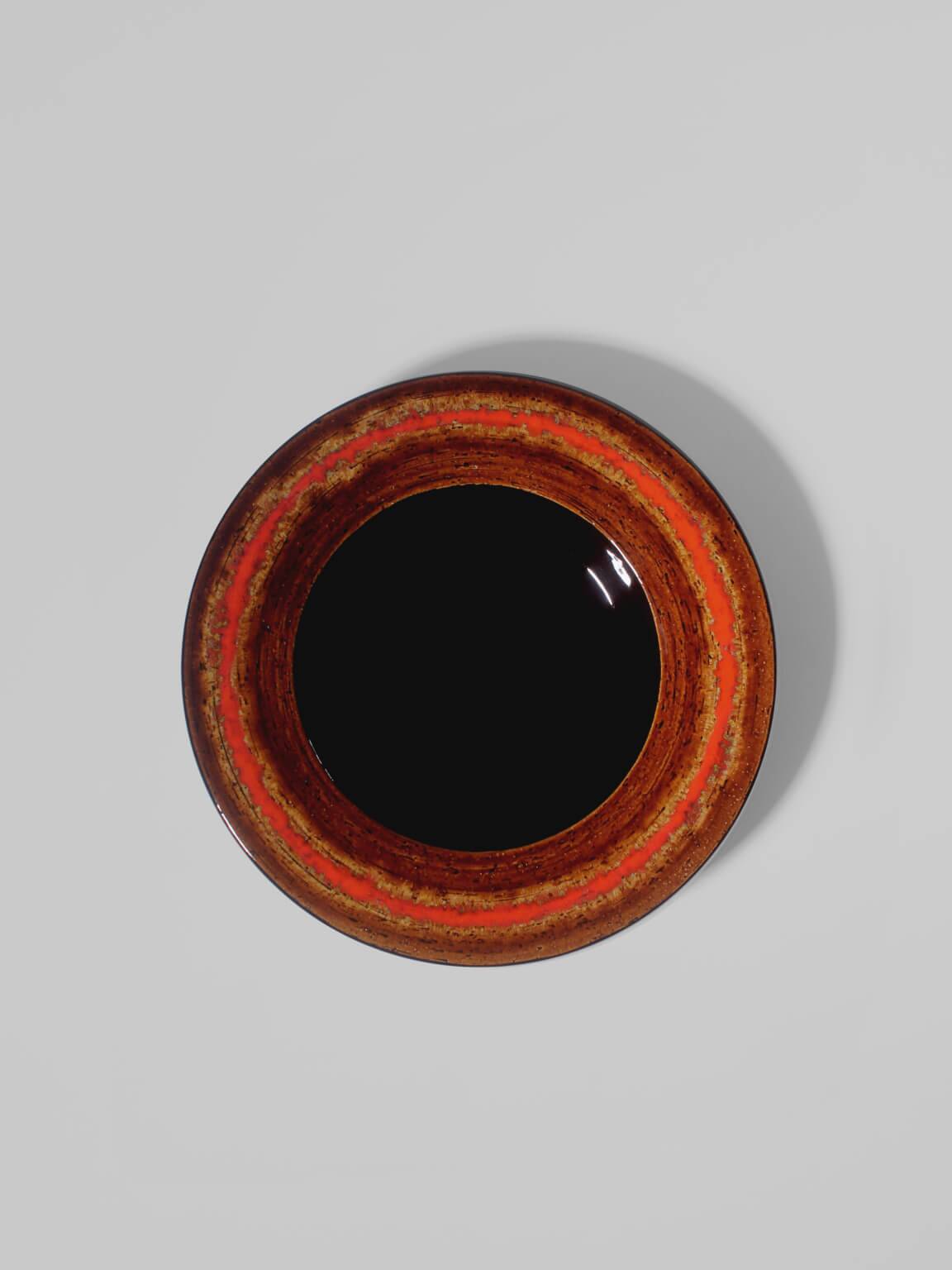 Orange Rimmed Ethnic Stoneware Plate From Gabriel, 1960s
