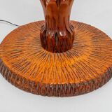 Palm floor lamp carved hand in wood and skin 1970s