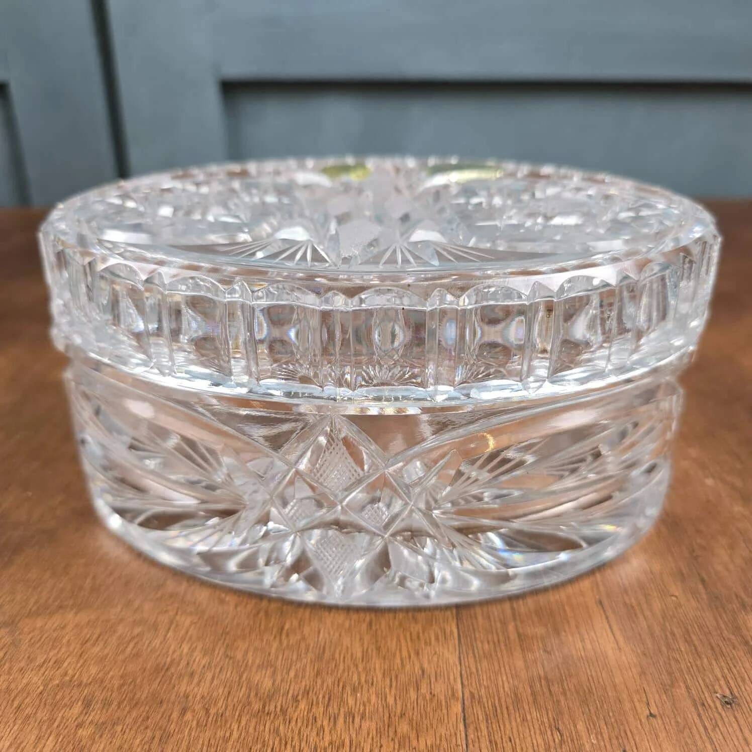 Vintage hand-cut Bohemian crystal bonbonnière Czechoslovakia