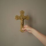 Crucifix in gold metal collection antique religious object decoration country baroque cross