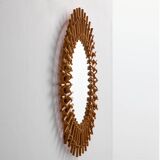 Miroir encadré en rotin et canne