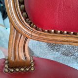 Set of Louis XV Cabriolet Chairs – Carved Wood & Bordeaux Leather