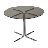 Italian Smoked Glass tubular frame round dining table 1970s