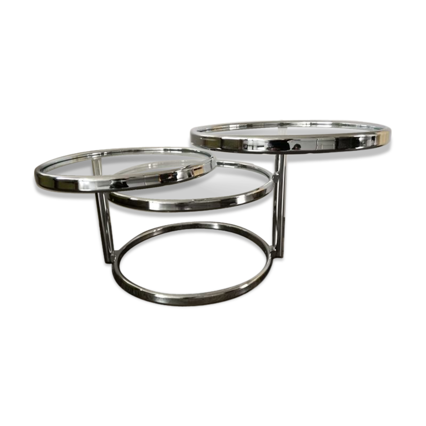 Table basse acier et verre de Leitmotiv - Swivel