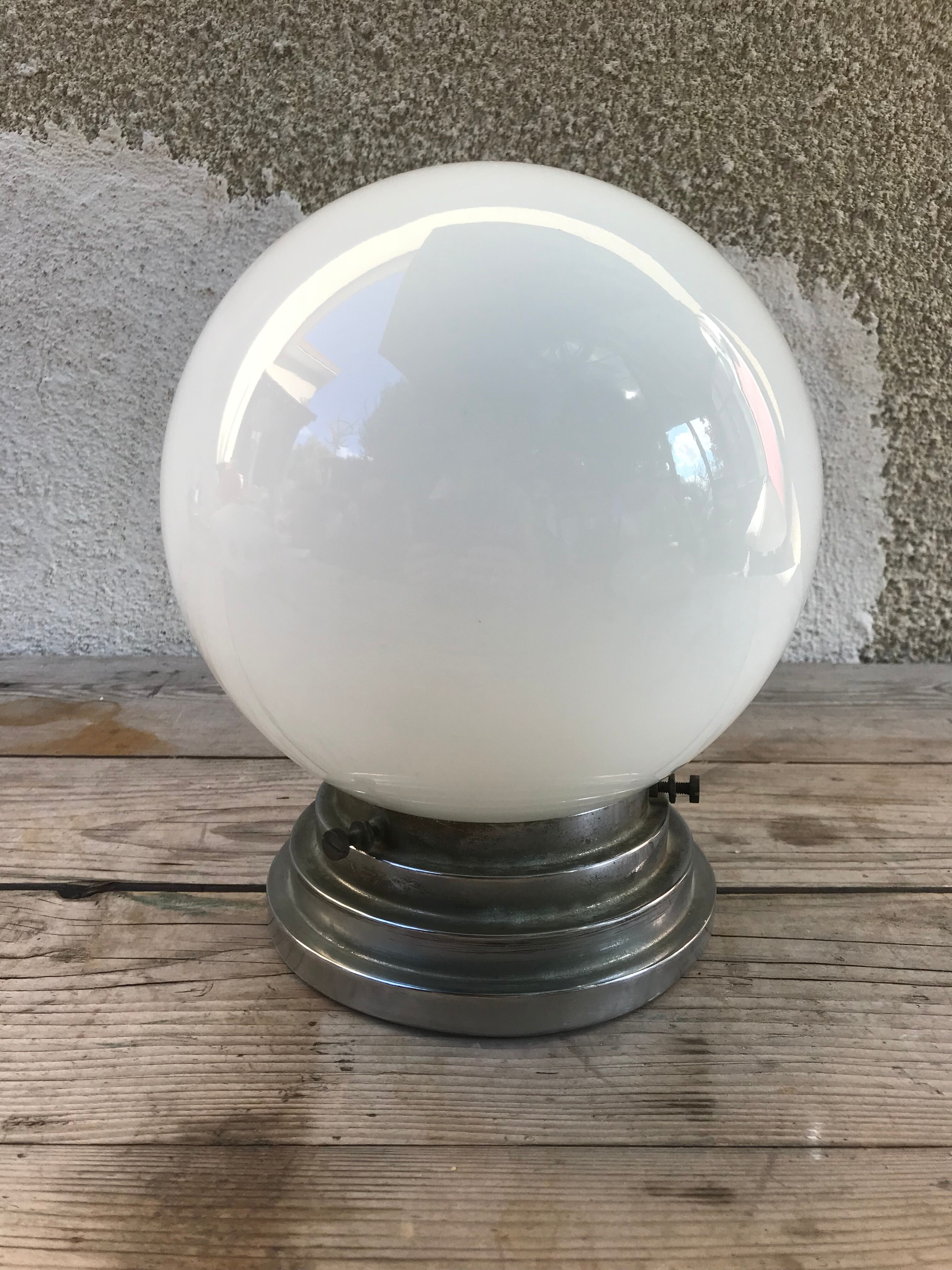 White opaline glass ball ceiling light