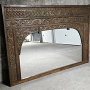 Large mirror - Indian carved wooden headboard