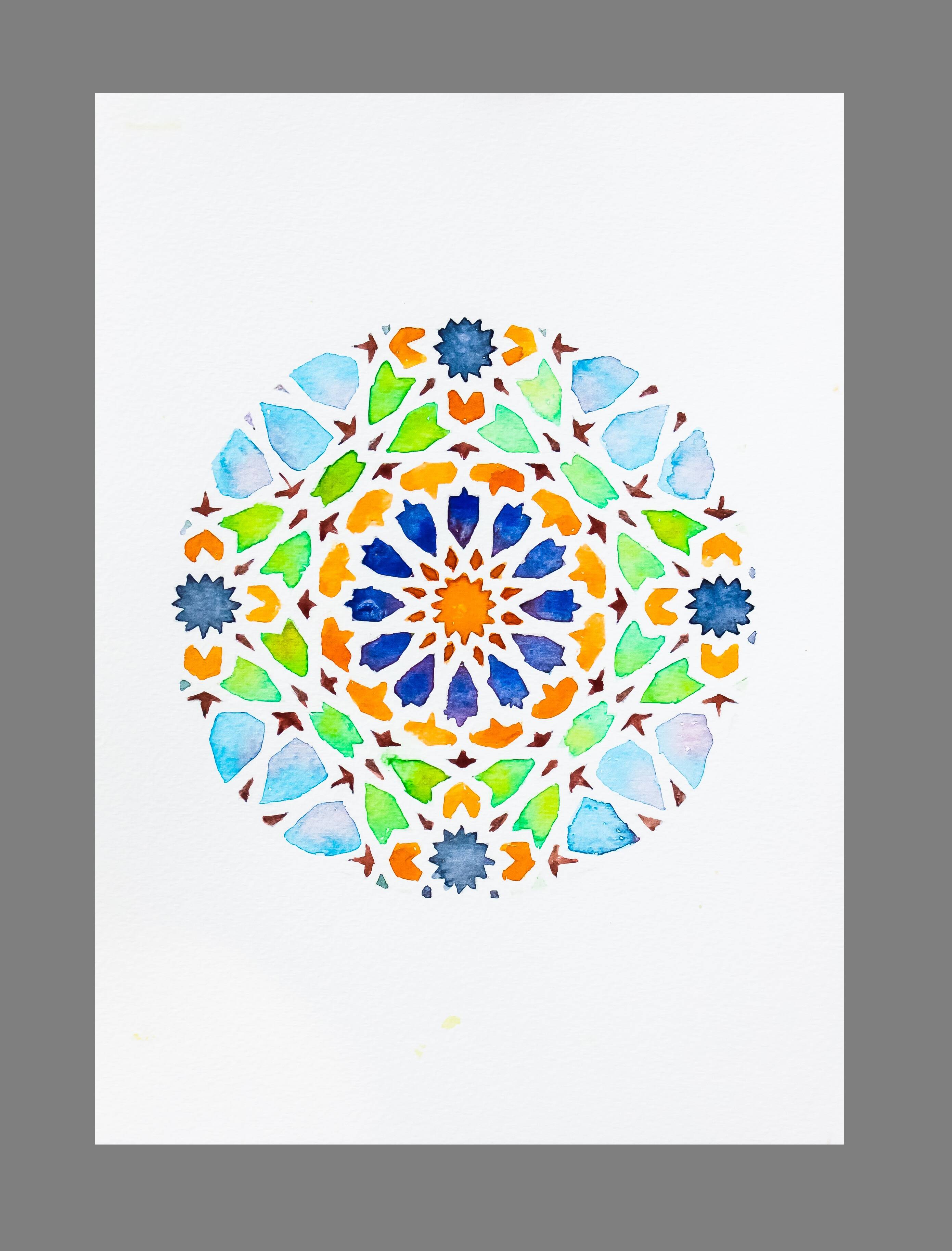 Original acuarela azulejo arabe. Arabic azulejo tile.