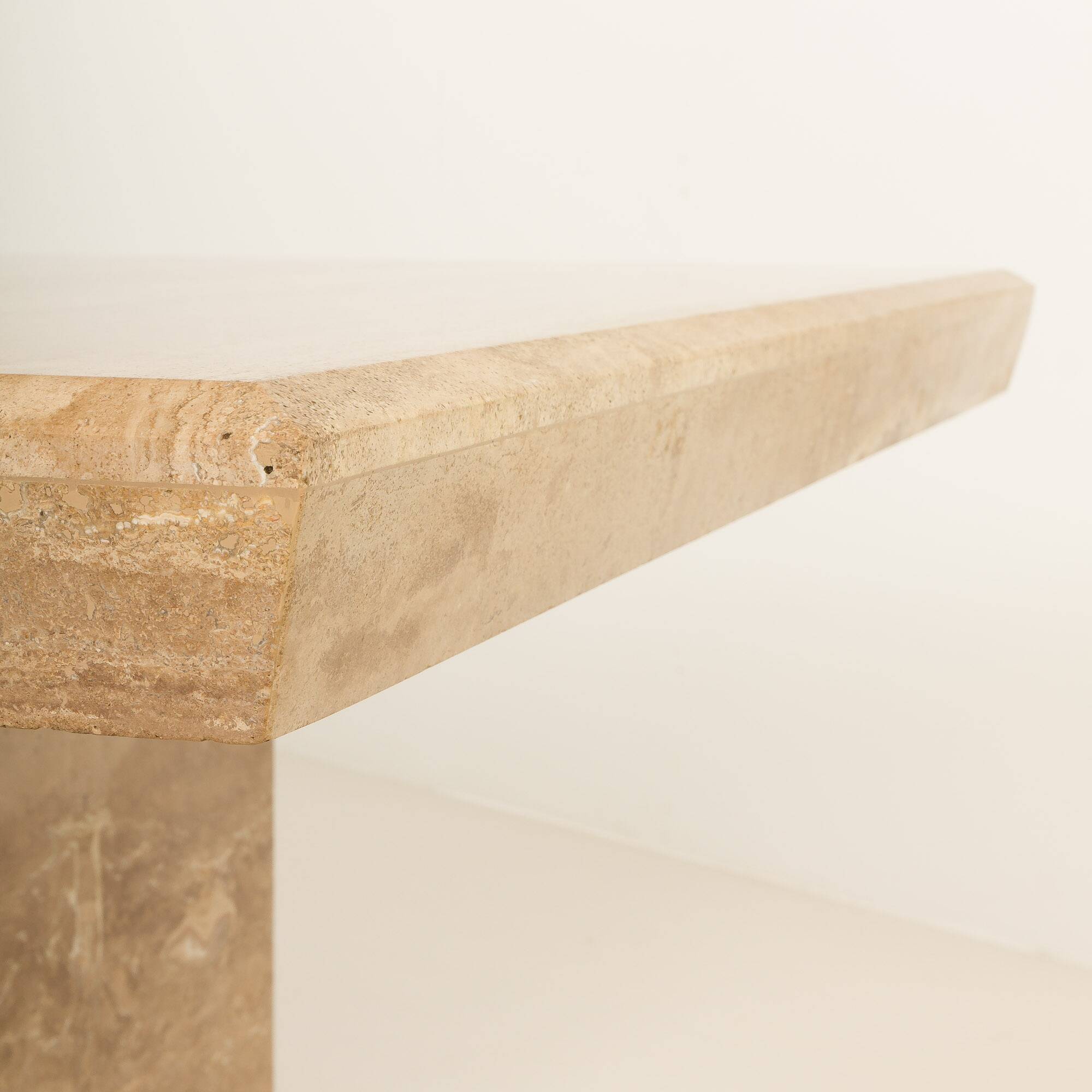 Italian mid century extra large travertine dining table, 1970s