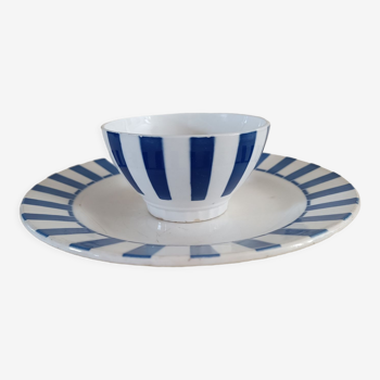 Digoin striped plate and bowl