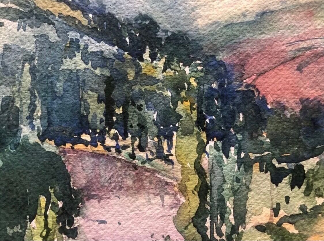 Painting watercolor painting South of France circa 1950