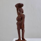 Mid-century hand-carved African woman sculpture