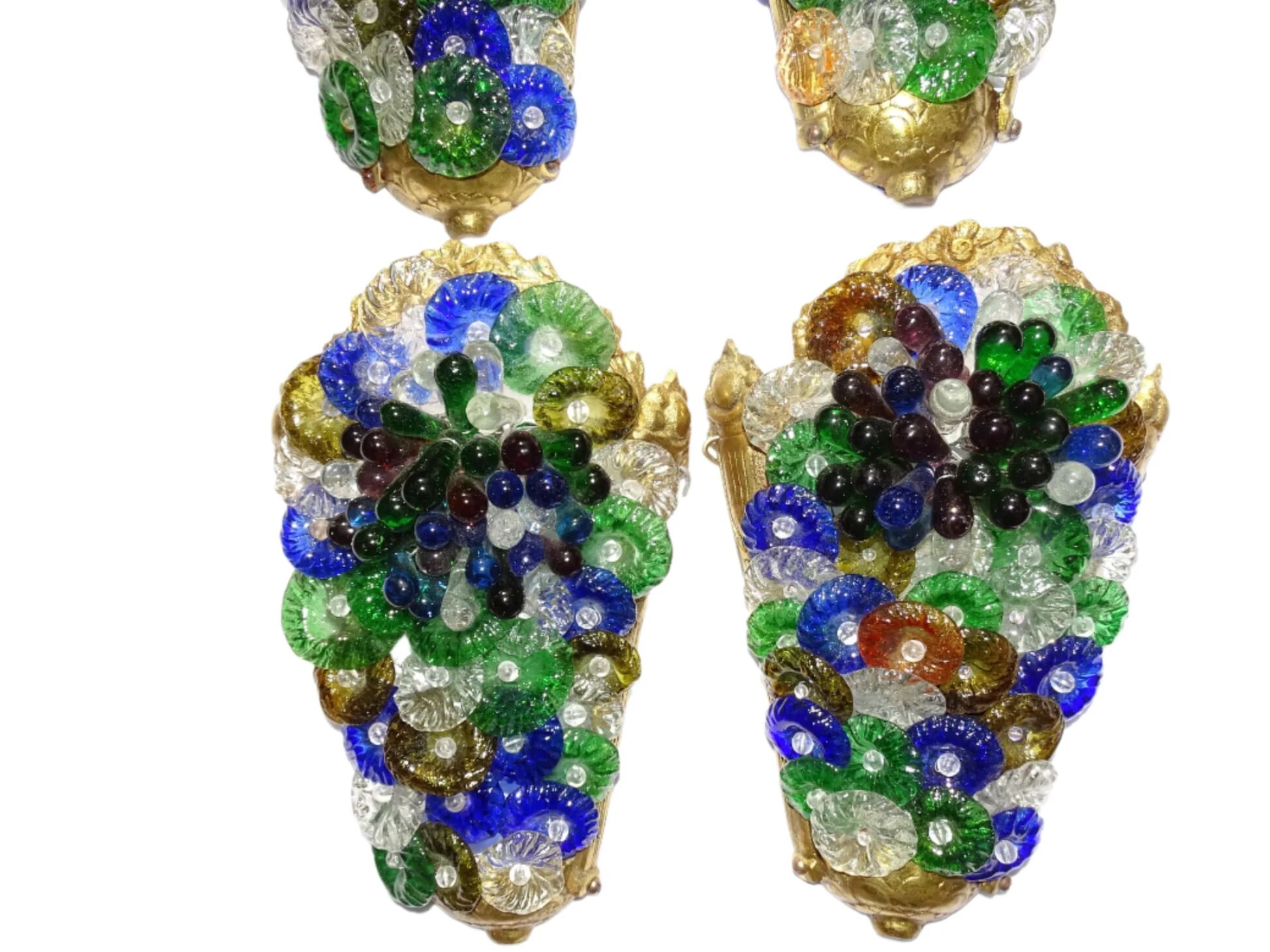 Appliques murales vintage italiennes en verre de Murano, lot de quatre