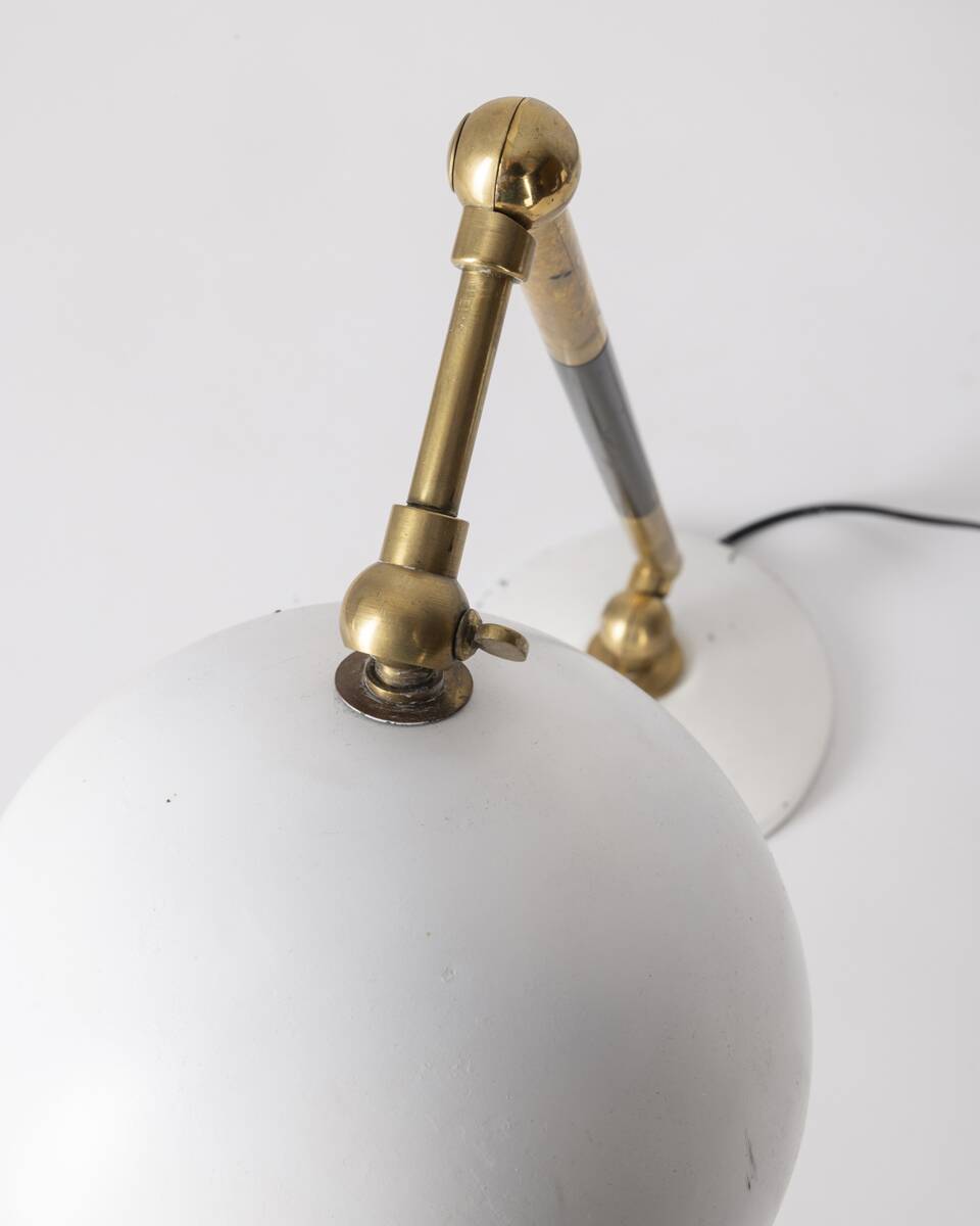 Vintage 60's table lamp in brass and white metal italian design
