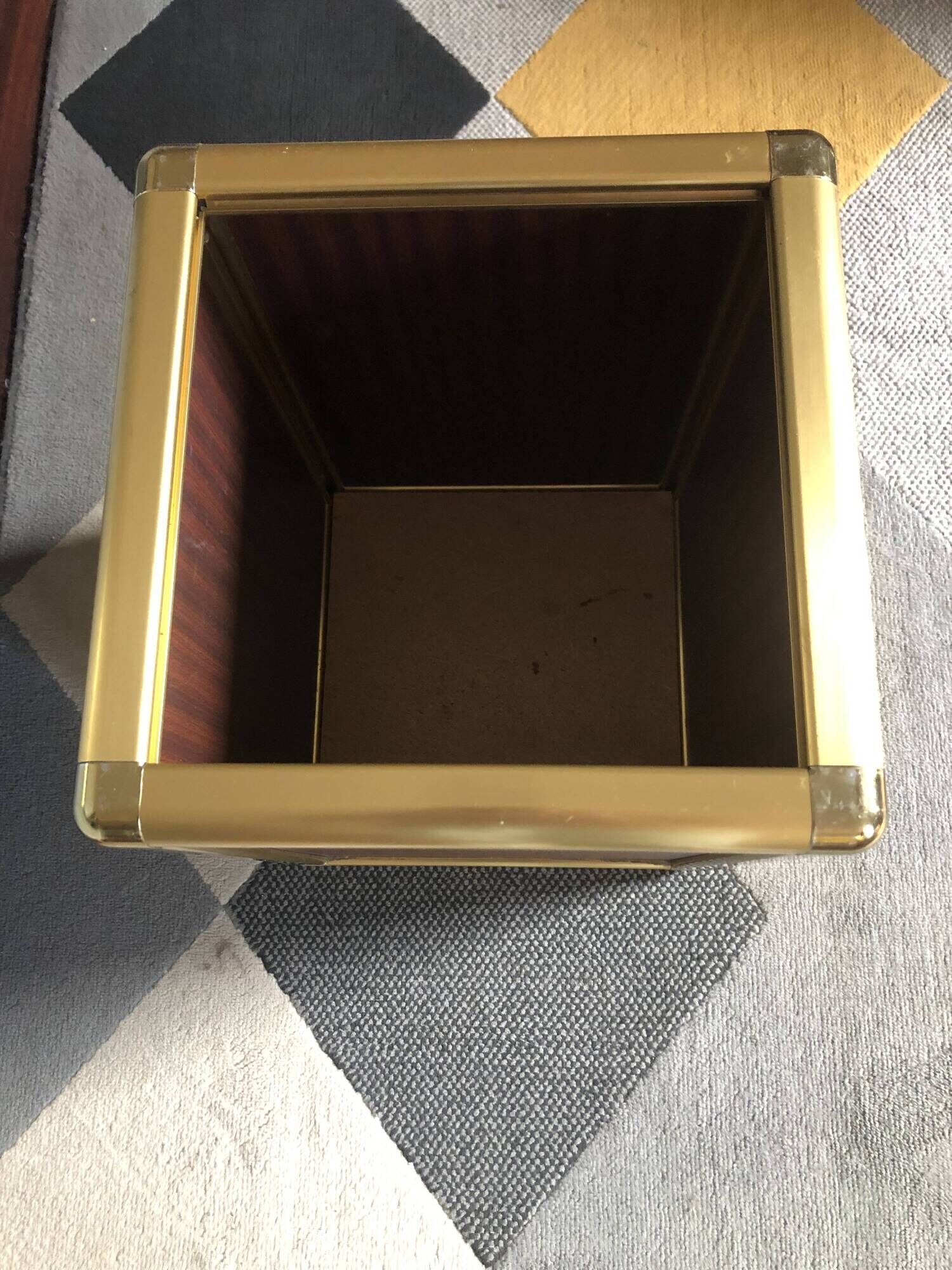 Set of 2 Italian design Hollywood Regency brass and mini bar coffee tables.