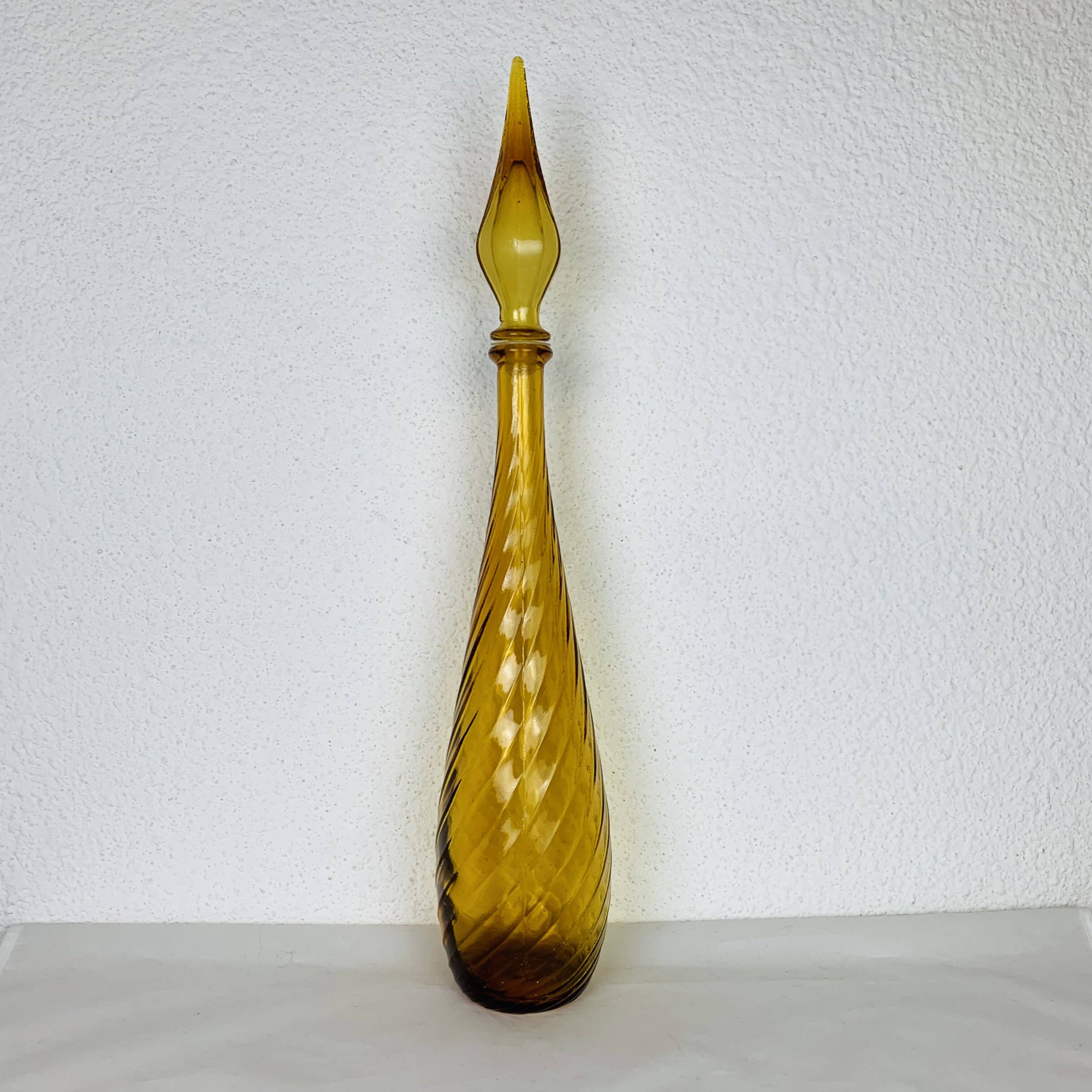 Carafe Empoli Italian bottle yellow glass, vintage