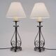 Arts & Crafts pair antique wrought iron table lamps 1920's English, rewired