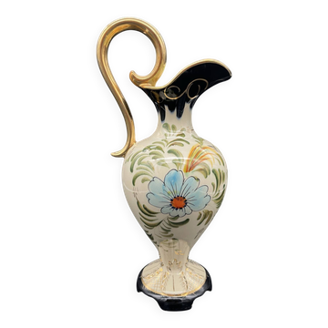 Aiguière vintage H. Béquet n° 683, décor floral et dorure