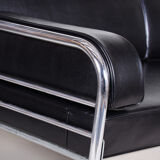 Hynek gottwald black sofa made in 1930s czechia reupholstered