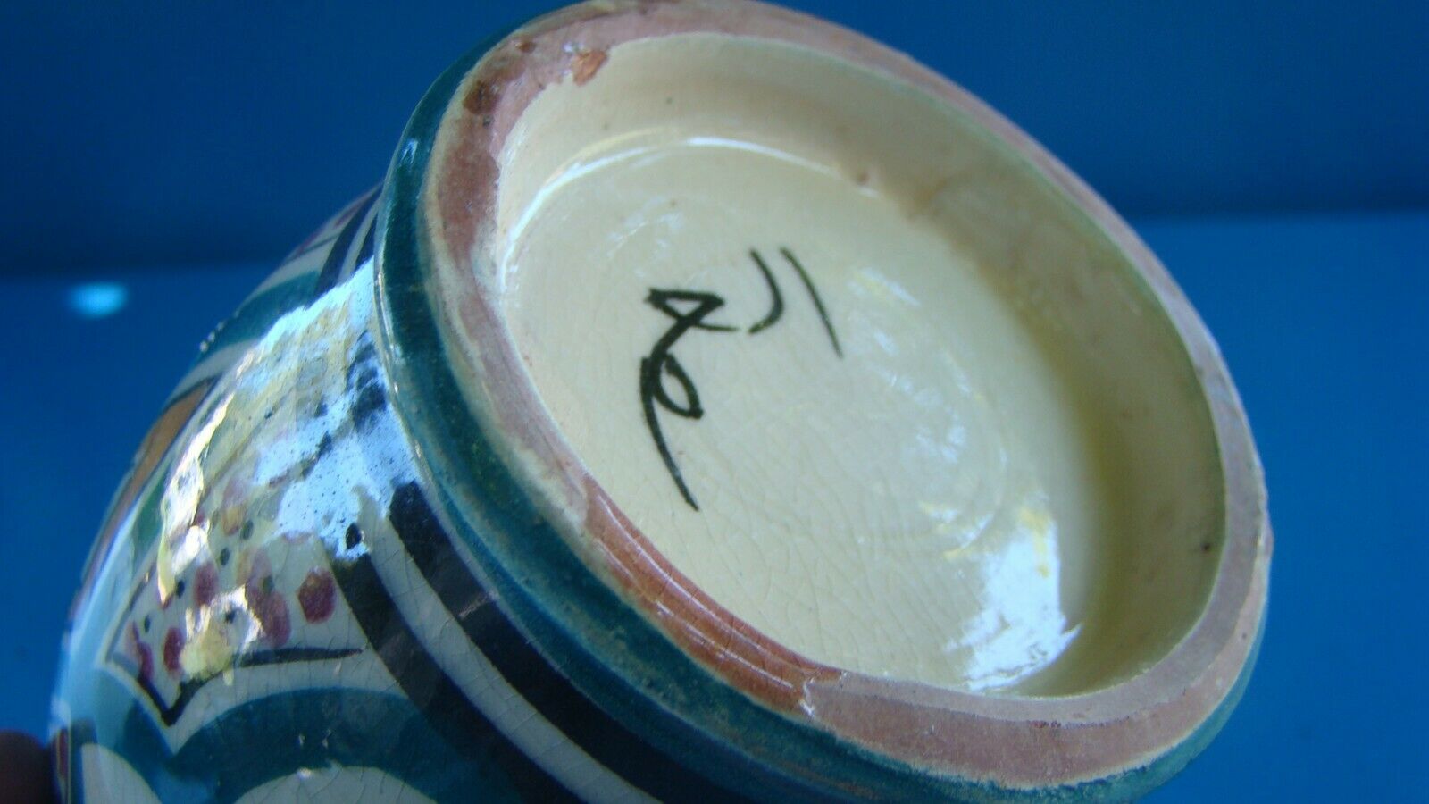 Iced and cracked ceramic vase