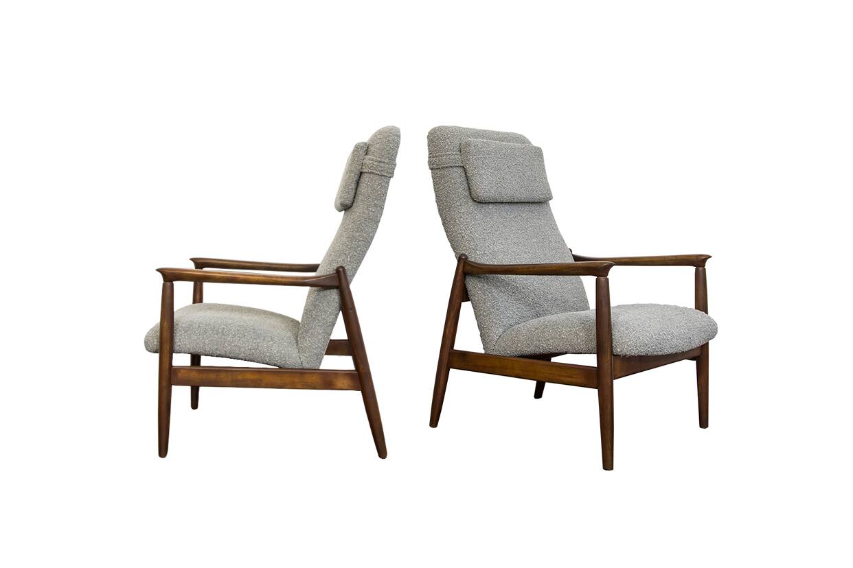 Pair of Mid-Century High Back Armchairs, Edmund Homa, GFM, Poland, 1960s,