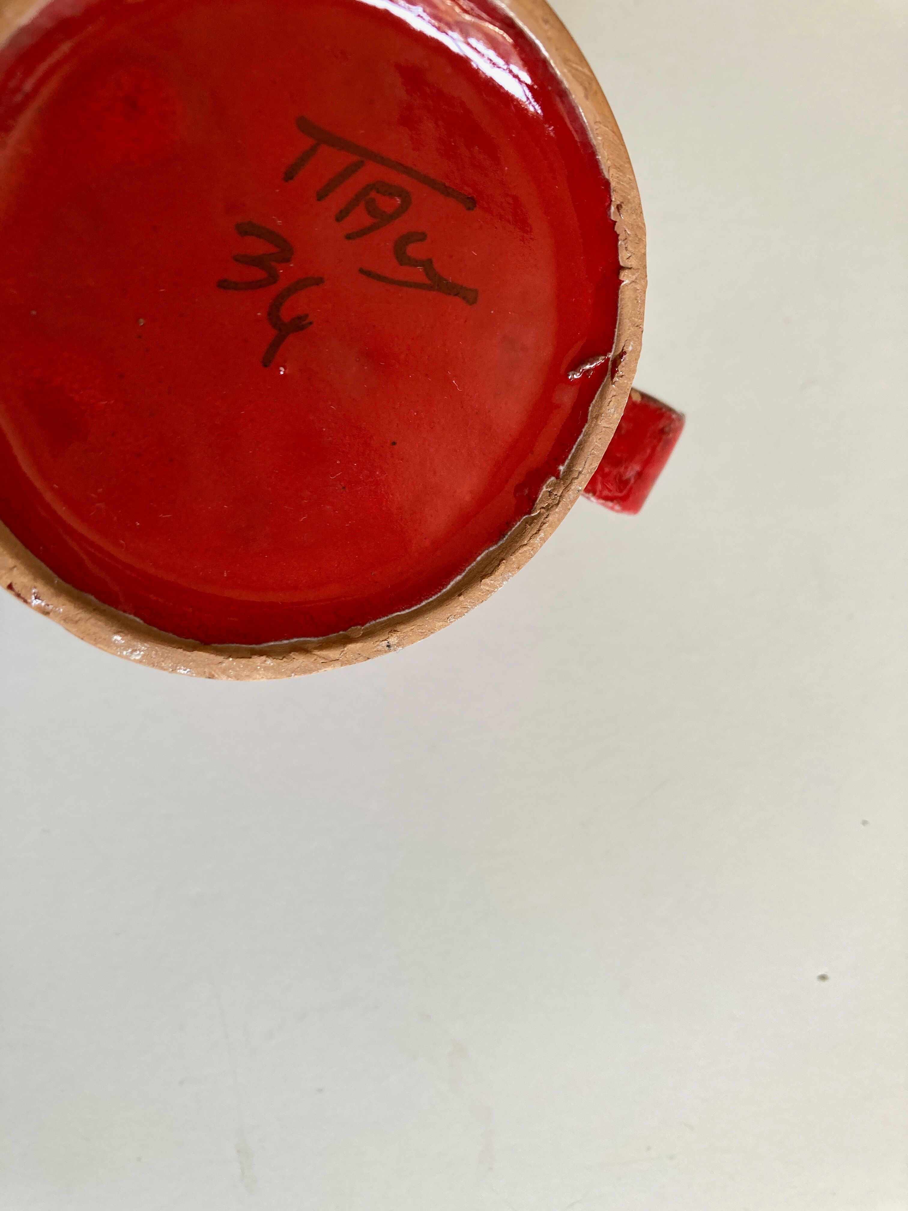 Set of 6 mugs in glazed earth Bitossi Italy 1960