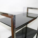 Chrome & smoked glass shelving unit, 1970s