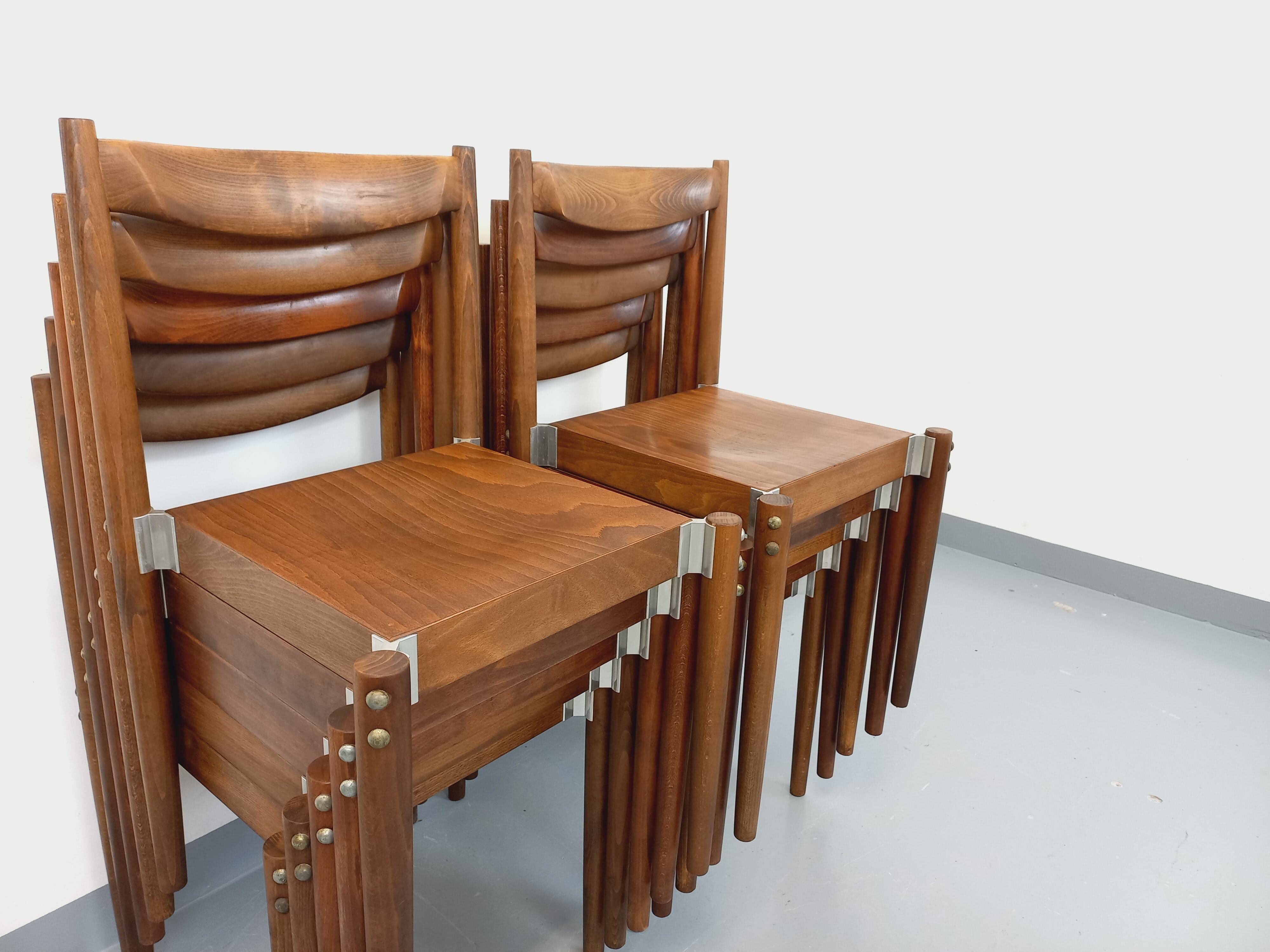 Set of 8 stackable chairs from the Czech manufacturer Bukoza