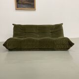 Vintage 2 and 3 seater green velvet togo set