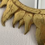 Vintage 1960s sunburst gold resin witch mirror - 49 cm