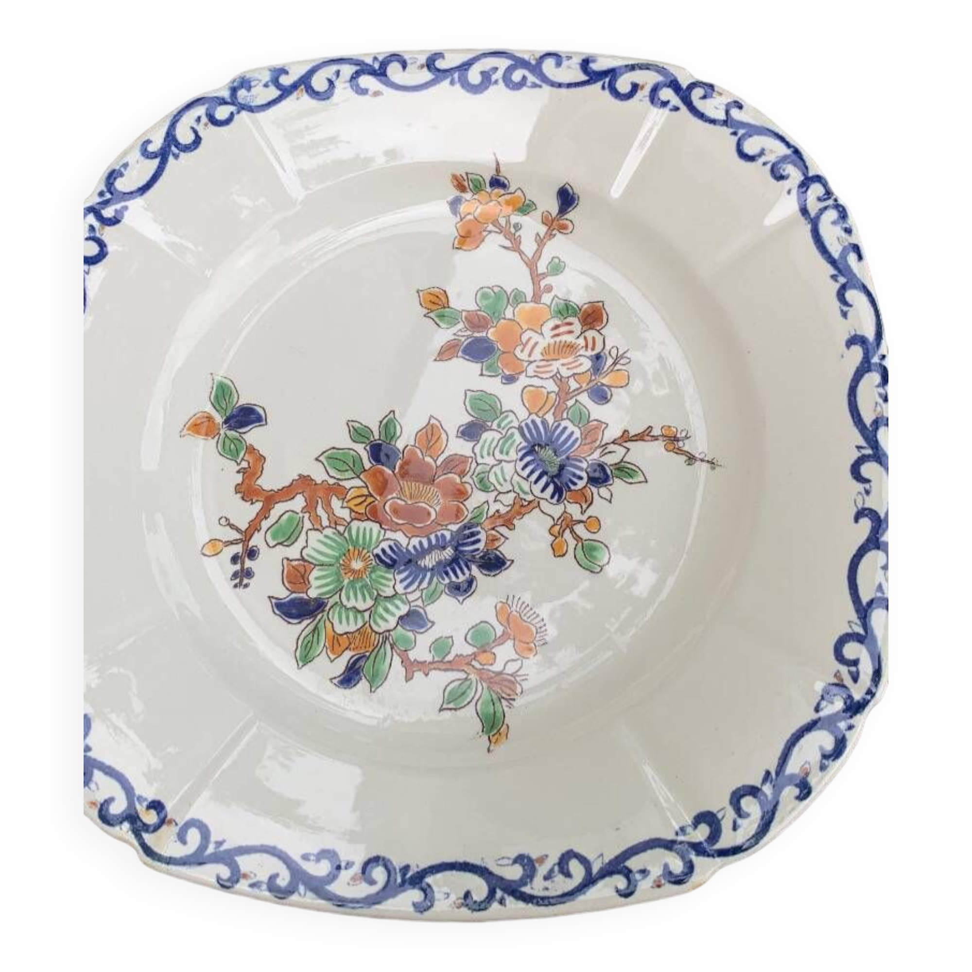 Collectible flat plate, Gien, hand painted, signed MB, made in France, vintage