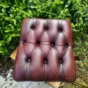 Vintage 1970s Chesterfield red leather footrest