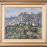 Village post-impressionniste et montagnes, Vicente Gomez Fuste
