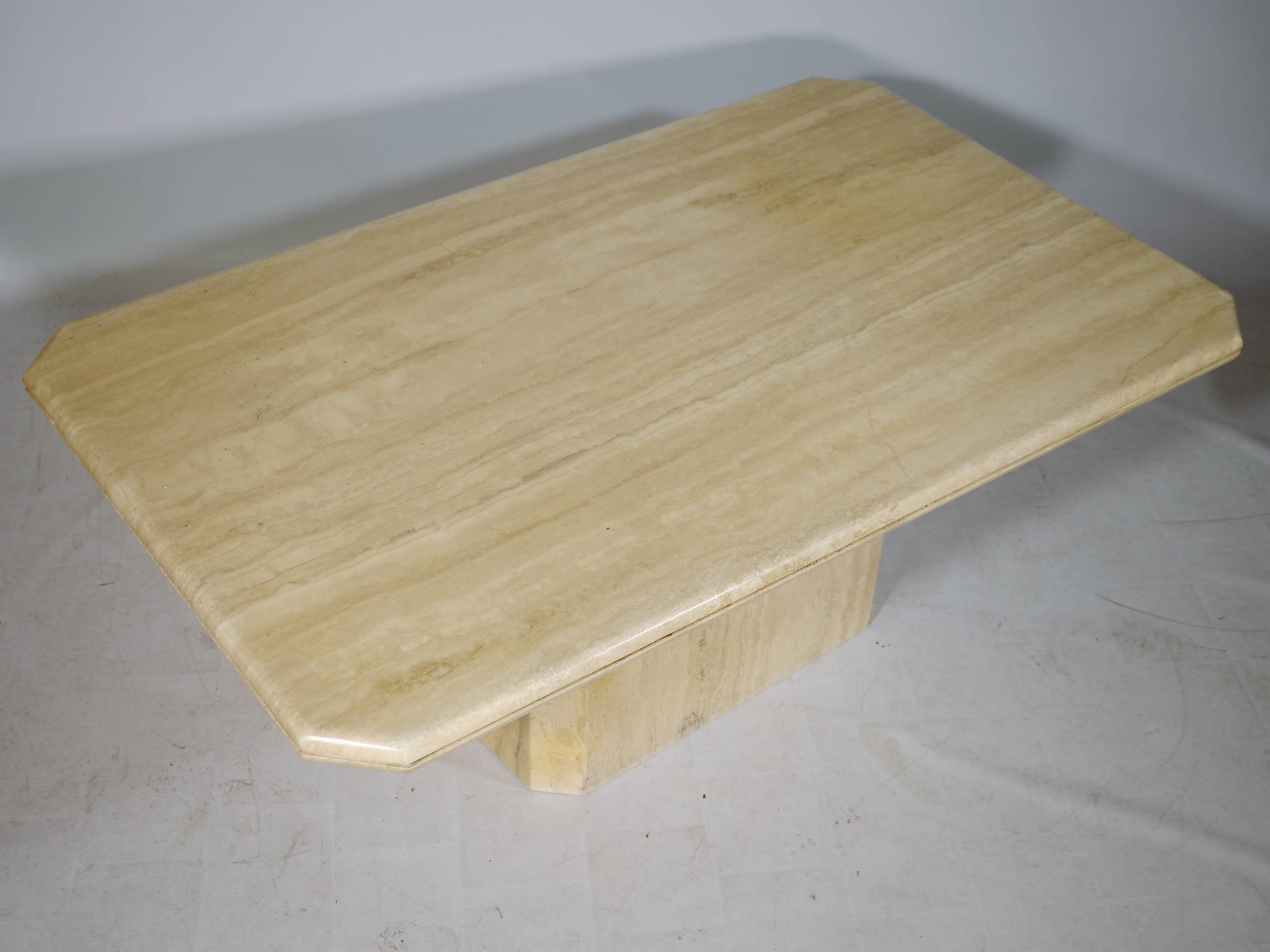 Stone design coffee table made of travertine Italy, 70s 80s