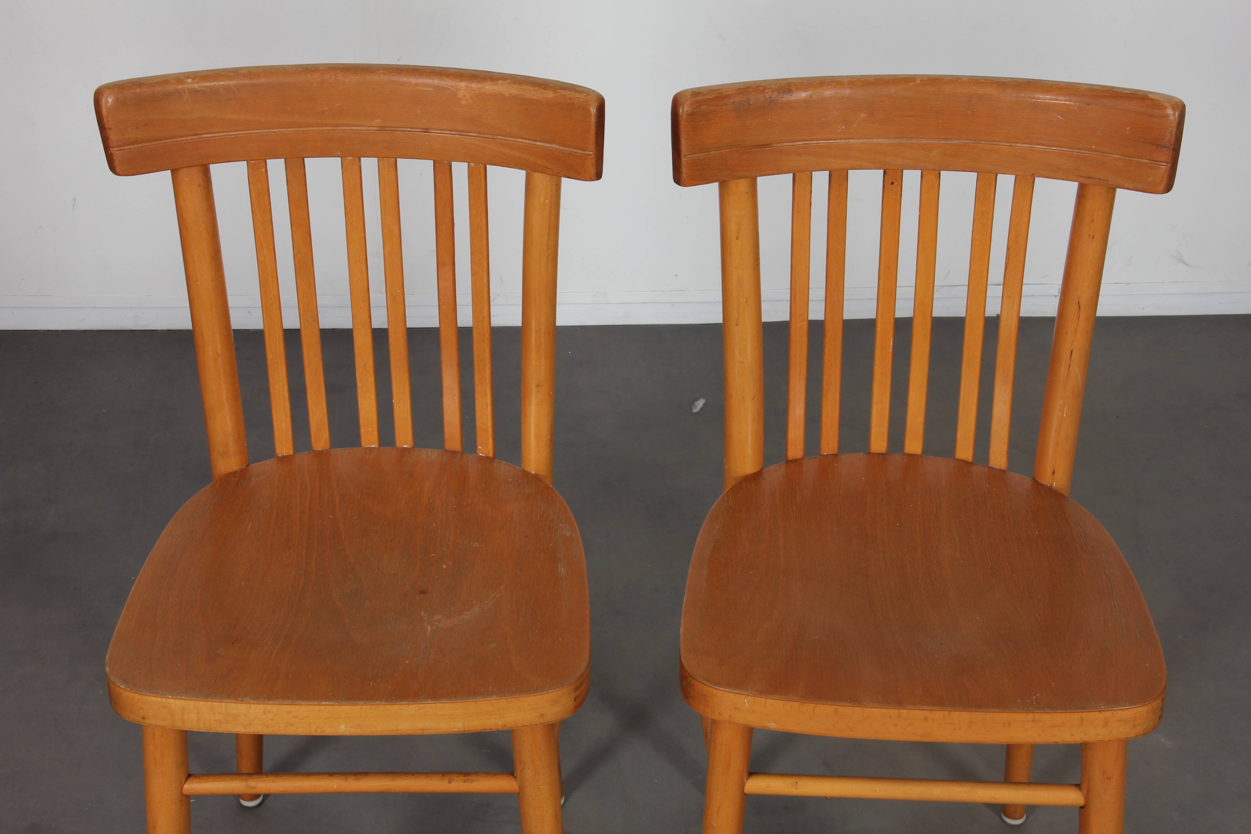 Set of 4 wooden chairs, 1960.