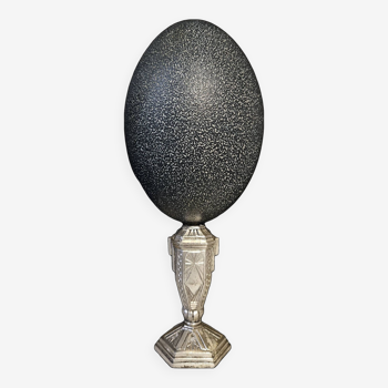 Oeuf d'Émeu, Socle Etain Art Déco (Début XXè) H : 21,5 cm |Objet de Collection Curiosité PlaceOddity