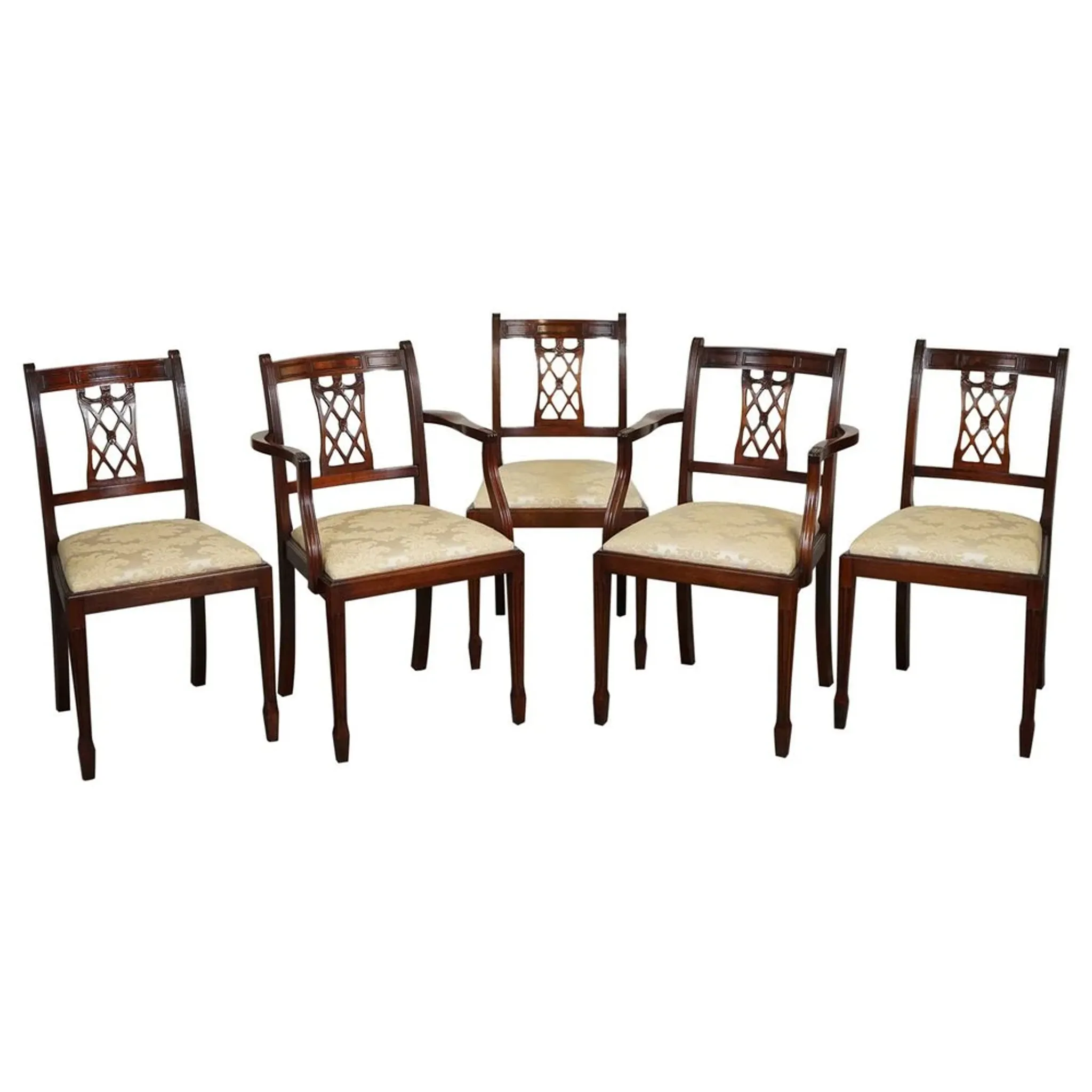Chaises de Salle à Manger Hepplewhite avec Sièges Rembourrés Crème de Bevan Funnell, Set de 5