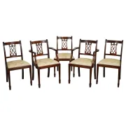 Chaises de Salle à Manger Hepplewhite avec Sièges Rembourrés Crème de Bevan Funnell, Set de 5