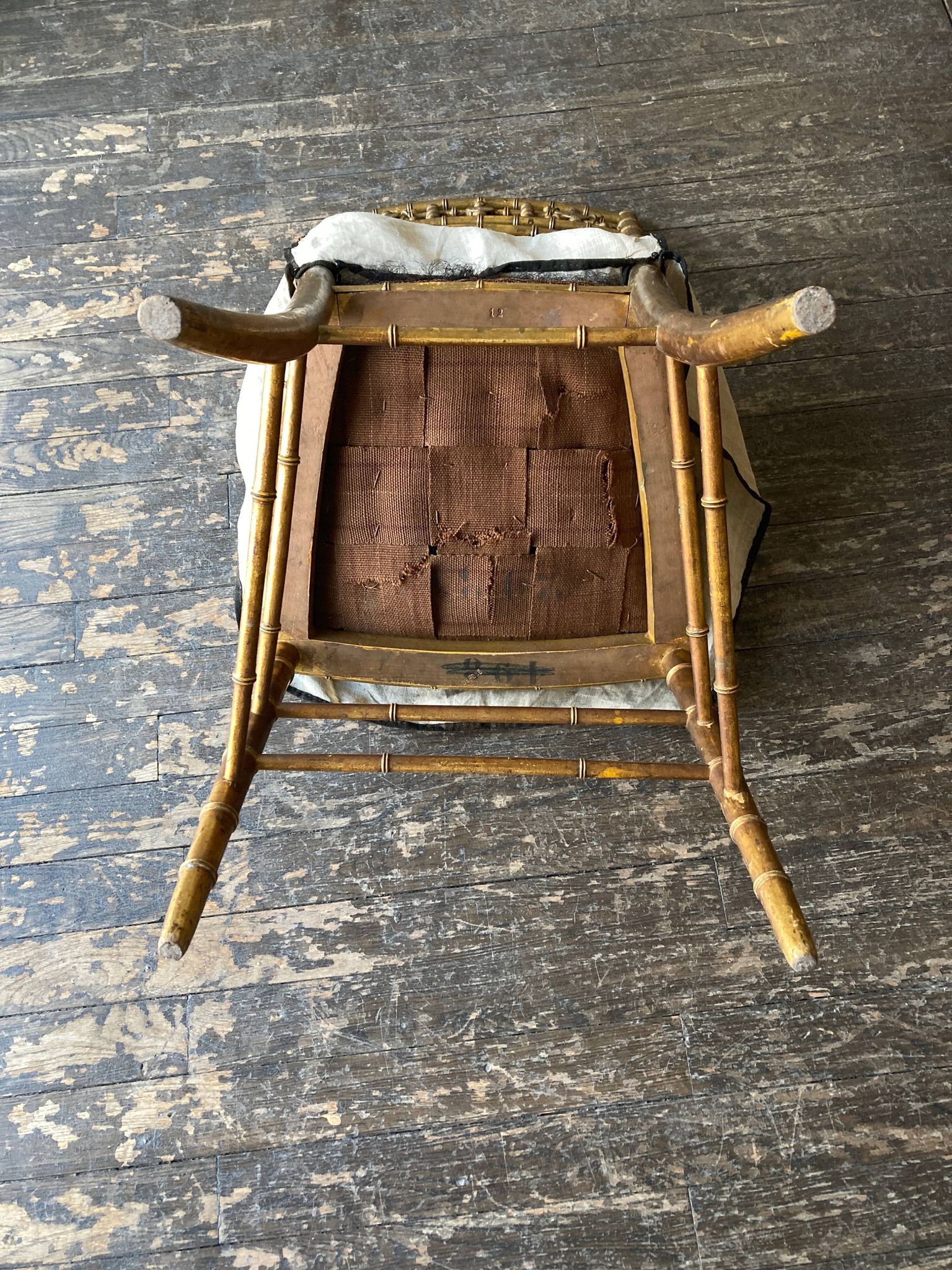 Chair in gilded wood and linen Napoleon III