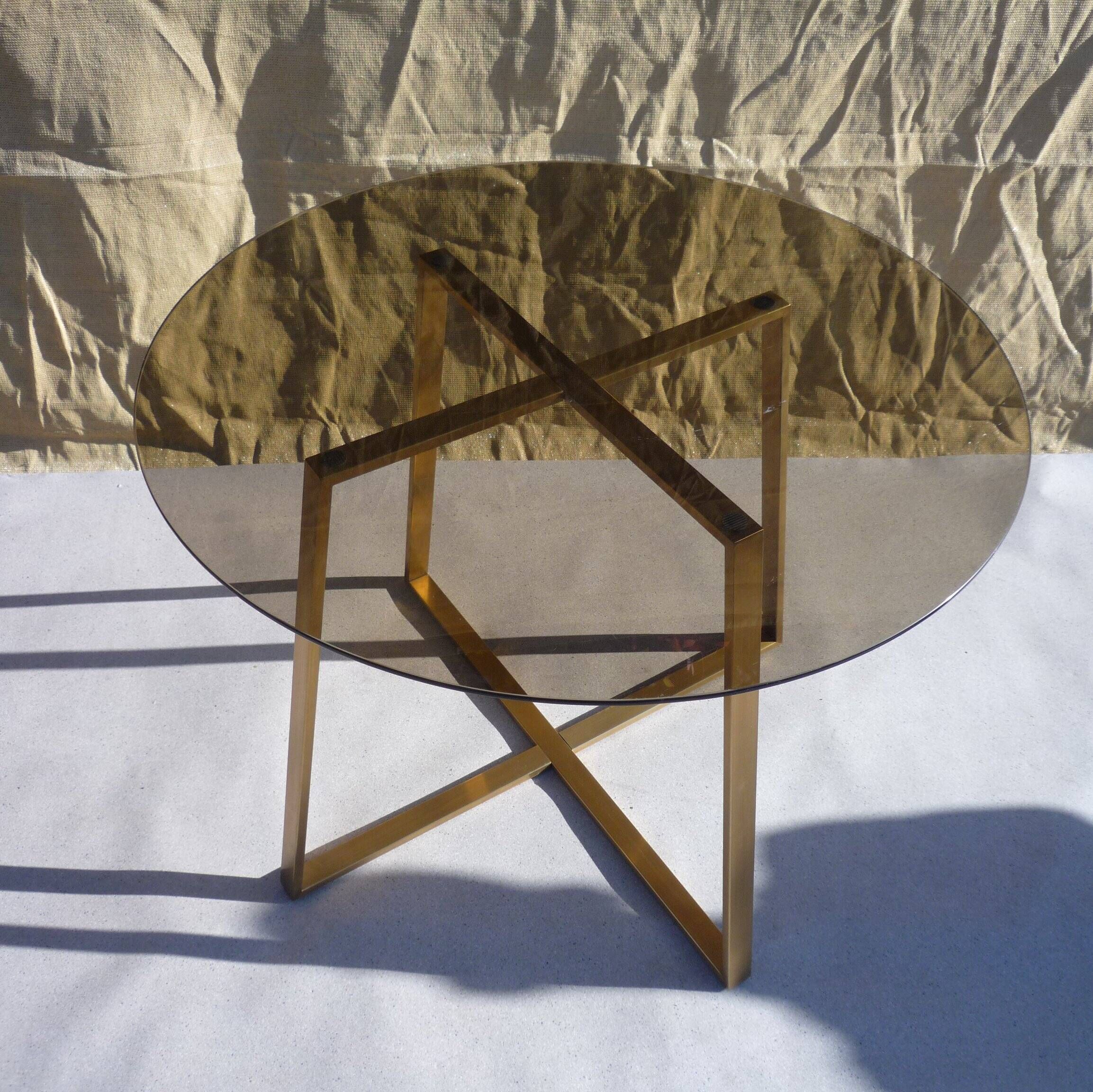 Smoked glass bronze dining table