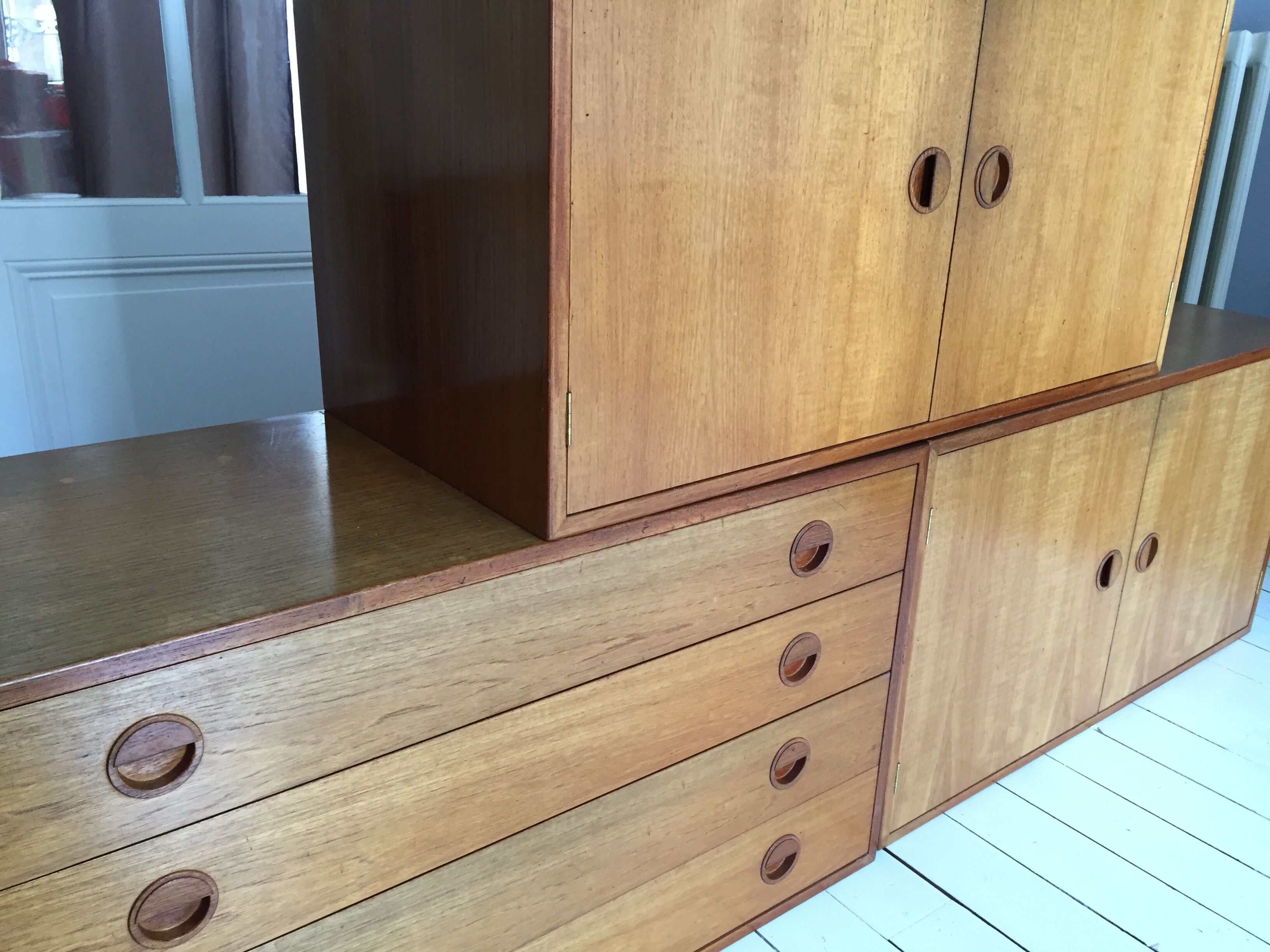 Enfilade scandinave à suspendre 3 modules en teck Denmark