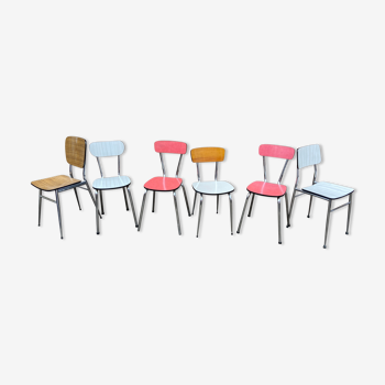Set of 6 mismatched formica chairs