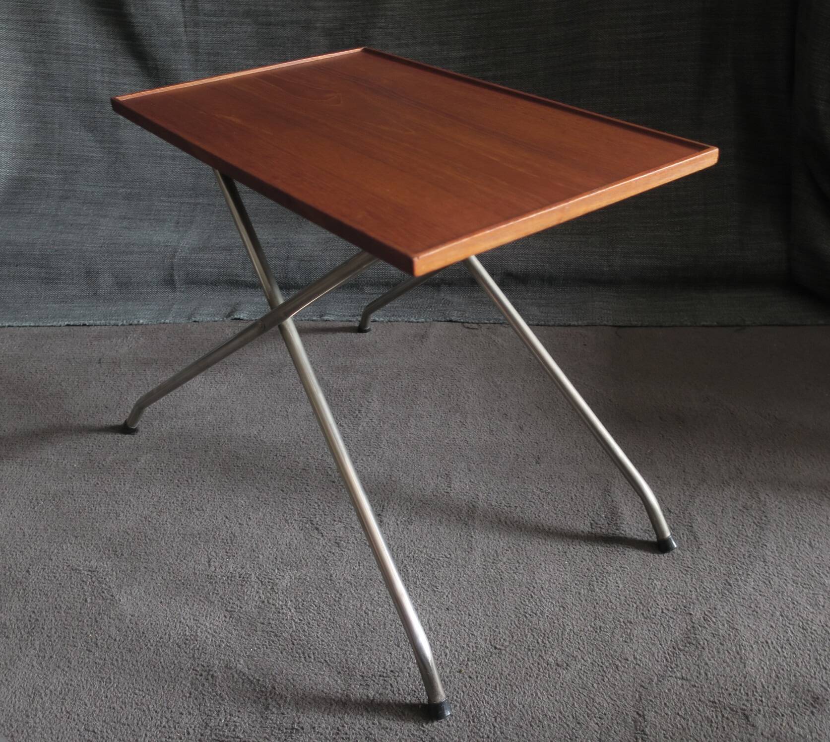 Danish teak and aluminium adjustable wine or side table, 1960s