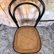Bistrot wood & seat canned chair 70s vintage