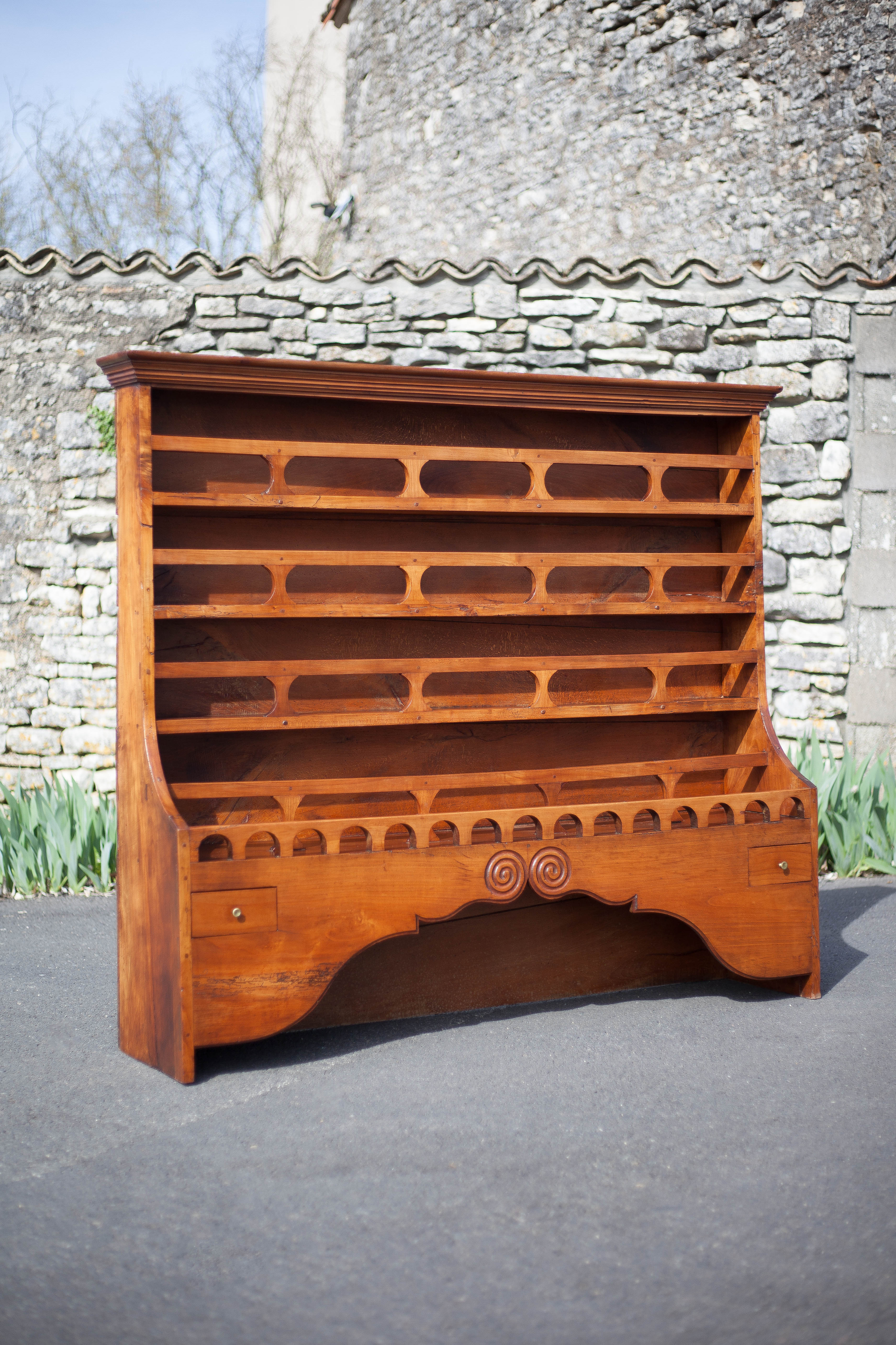 Vintage wood cabinet, high shelf, kitchen storage, countryside