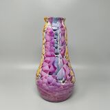 1990s Astonishing Giuseppe Locci Polycrome Craquelé Vase in Sardinian Ceramic. Made in Italy
