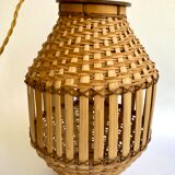 Pendant lamp, fabric cable 2 m, Asian bamboo, 1980