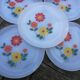 Set of 8 flat plates Arcopal with flowers