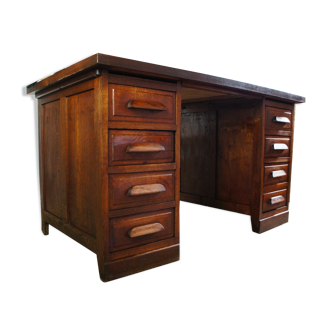Bureau d'administration double face chêne