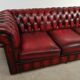 Chesterfield sofa red leather three seats